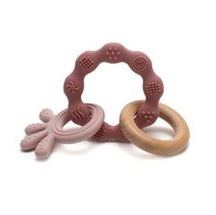 Magni - Teether bracelet Squid and wood appendix - Dusty rose (5566)