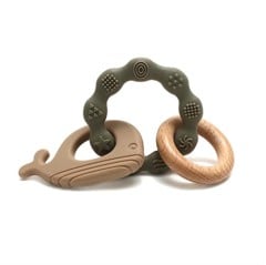 Magni - Teether bracelet whale and wood appendix - Green (5569)