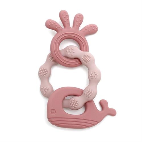 Magni - Teether bracelet silicone with silicone appendix - Dusty rose (5552) - Leker