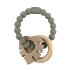 Magni - Teether bracelet silicone with wooden ring and leaves appendix - Grey (5544)
