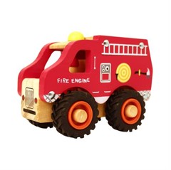 Magni - Wooden fire truck with rubber wheels (2632)