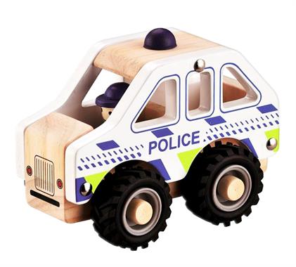 Magni - Wooden police car with rubber wheels (2722) - Leker