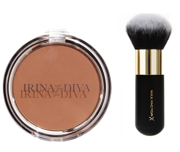 Irina The Diva -  No Filter Matte Bronzing Powder Golden Girl 003 + Max Factor - Compact Multi Brush