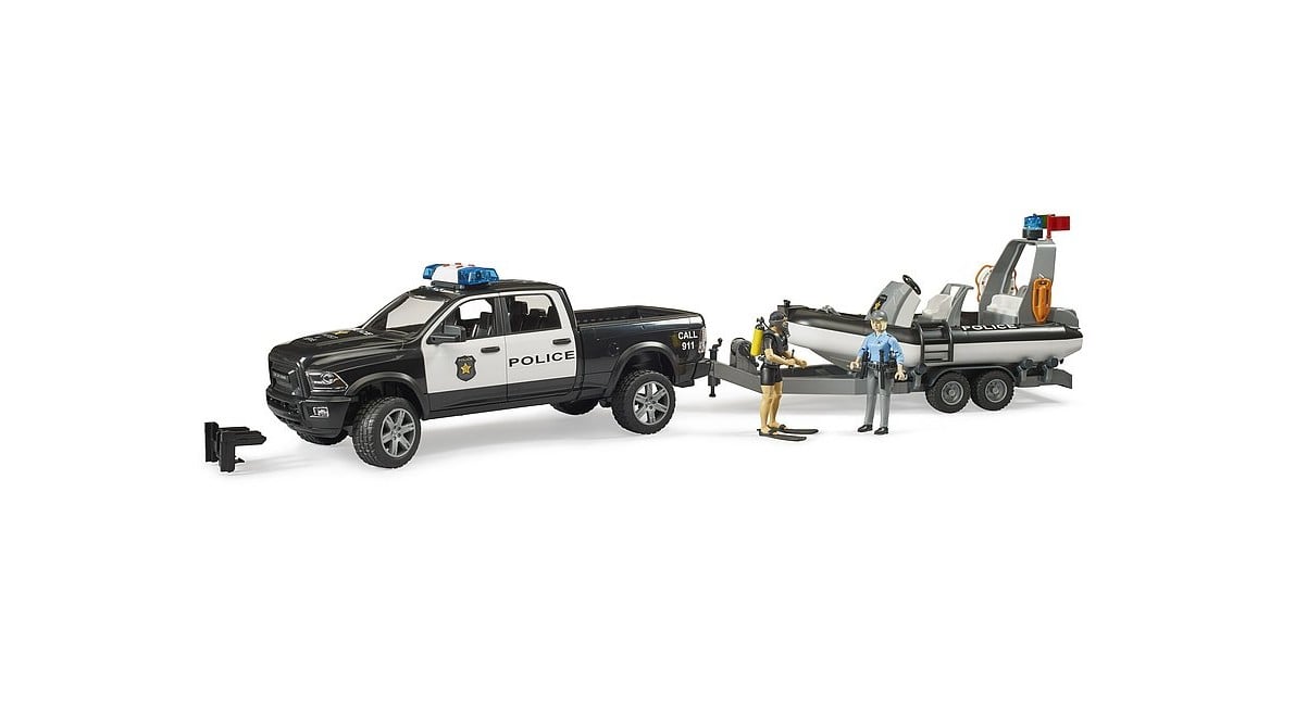 Bruder - RAM 2500 Police Pickup with L+S Module, trailer and boat (02507)