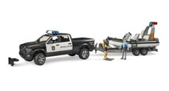 Bruder - RAM 2500 Police Pickup with L+S Module, trailer and boat (02507)