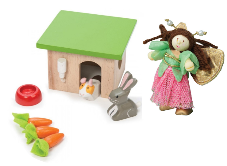 Le Toy Van – Dukkehus-kæledyrssæt, Bunny and Guinea og Budkin – Summerfairy – (LME045 – LBK761)