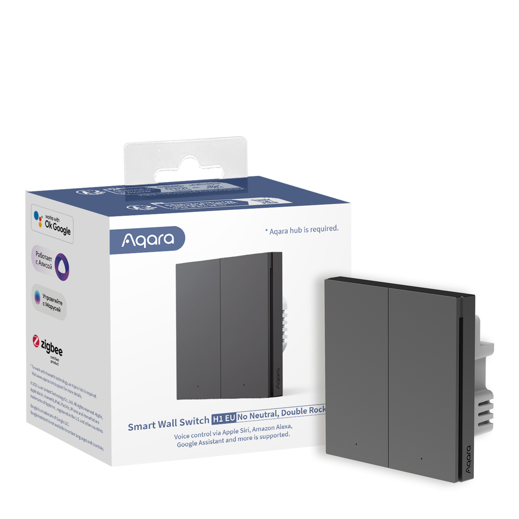 Aqara - Smart Wall Switch H1 (with neutral) - Single Rocker, Grey - Elektronikk