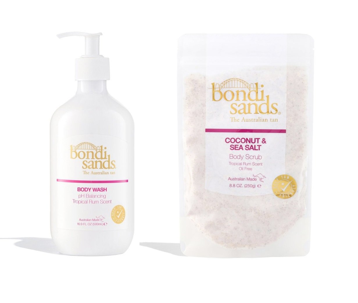 Bondi Sands - Tropical Rum Body Wash 500 ml + Bondi Sands - Tropical Rum Coconut&Sea Salt Body Scrub 250 g - Skjønnhet