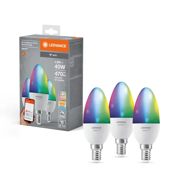 Ledvance - SMART+ WiFi 230V E14 RGBW Lampen Drievoudig Pakket