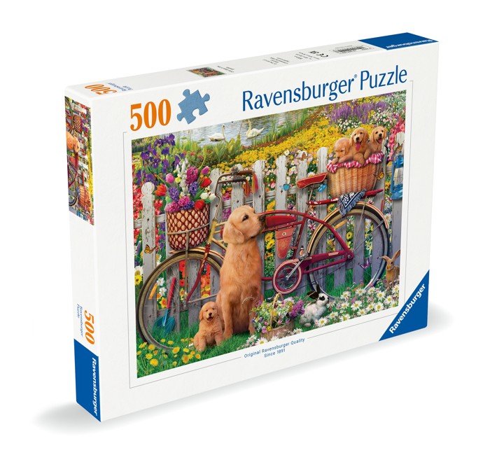 Ravensburger - Puslespil Cute Dogs In The Garden 500 brikker