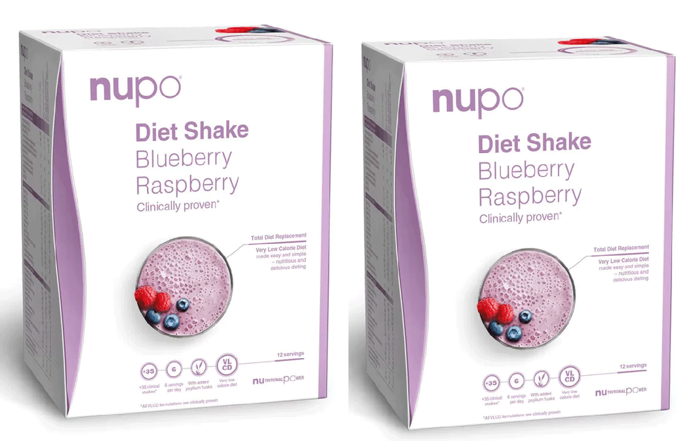 Nupo - 2 x Diet Shake Blueberry Raspberry 12 Portioner - Helse og personlig pleie