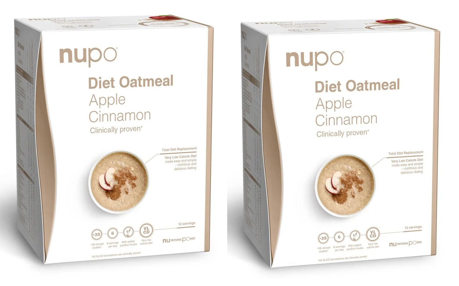 Nupo - 2 x Diet Oatmeal Apple Cinnamon 12 Portioner - Helse og personlig pleie
