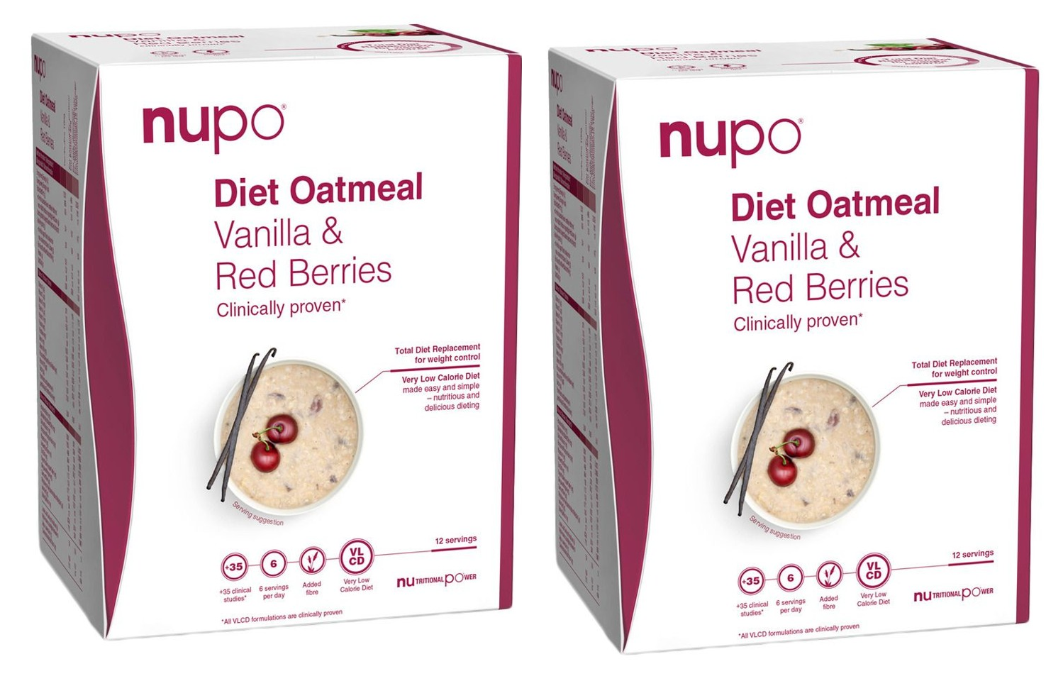 Nupo - 2 x Diet Oatmeal Vanilla Red Berries 12 Portioner - Helse og personlig pleie