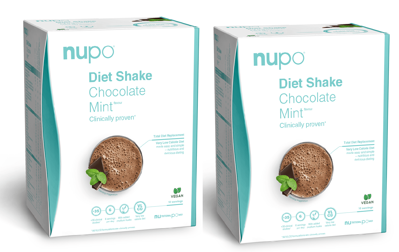 Nupo - 2 x Diet Shake Chocolate Mint Vegan 10 Portioner - Helse og personlig pleie