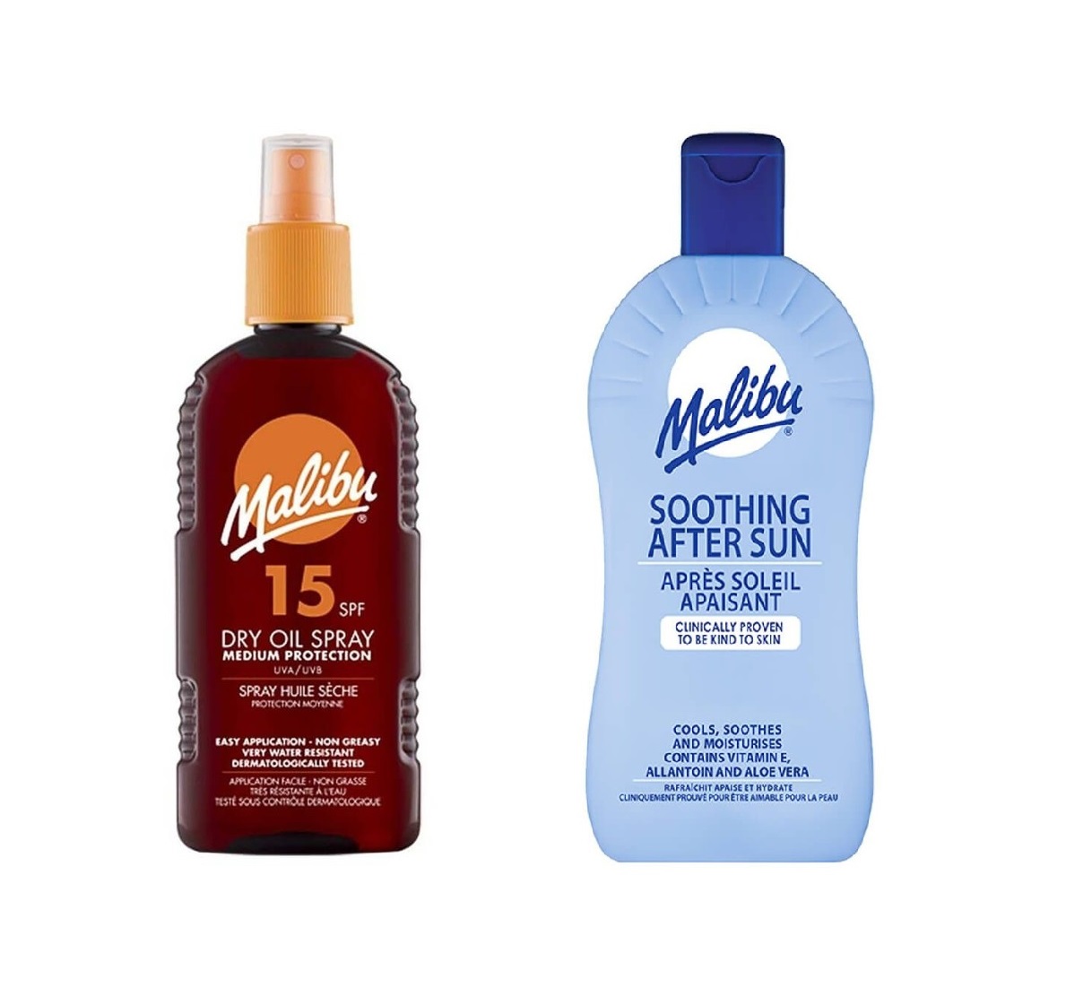 Malibu - Dry Oil Spray SPF 15 200 ml + Malibu - Soothing After Sun Lotion 400 ml