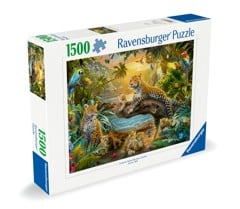 Ravensburger - Puslespil Leopard Family In The Jungle 1500 brikker