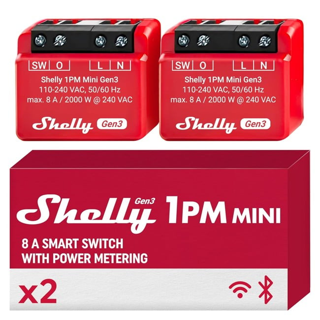 Shelly - 1PM Mini Gen3 (Dobbelpakke)