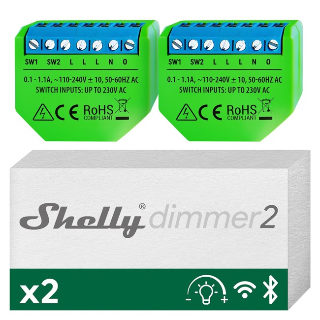 Shelly - Dimmer 2, nå tilgjengelig i en praktisk dobbeltpakke!