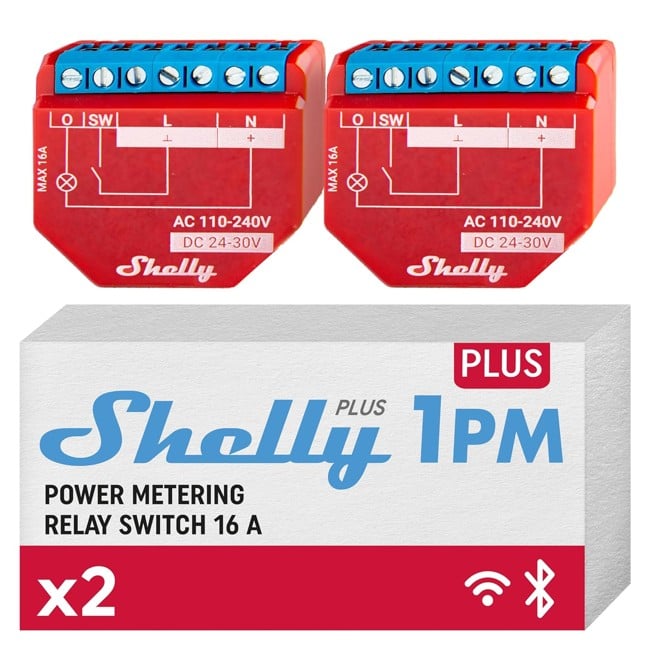Shelly - Plus 1PM (Dobbelpakke) - Optimaliser Ditt Smarte Hjem