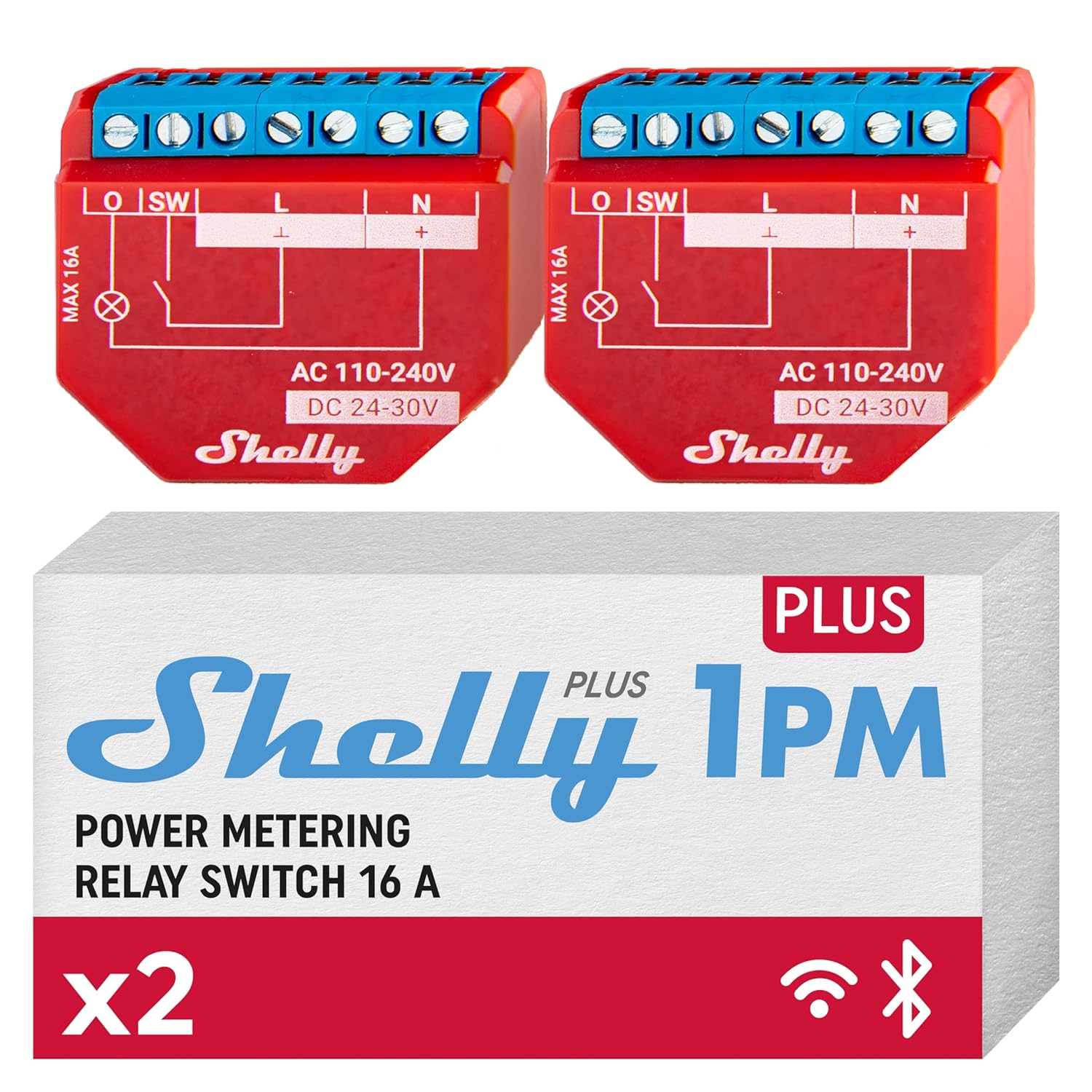 Shelly - Plus 1PM (Dobbelt Pakke) - Styr Dit Smarte Hjem