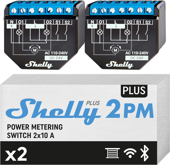 Shelly - Plus 2PM (Kaksinpakkaus) - Nosta Älykotisi Kokemusta