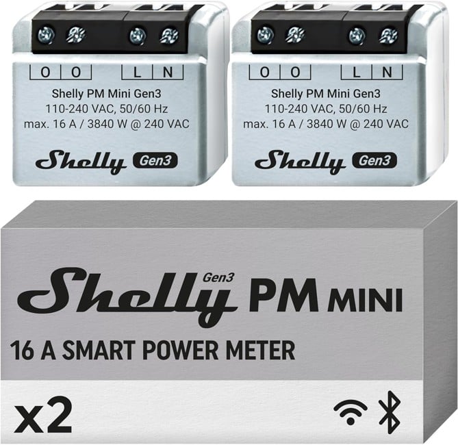 Shelly - PM Mini Gen3 (Kaksinpakkaus) - Kompakti Teho Älykotiisi