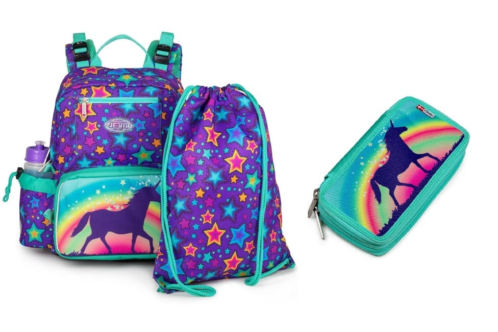 JEVA - Backpack set 3 pcs.  - Rainbow Unicorn Candy