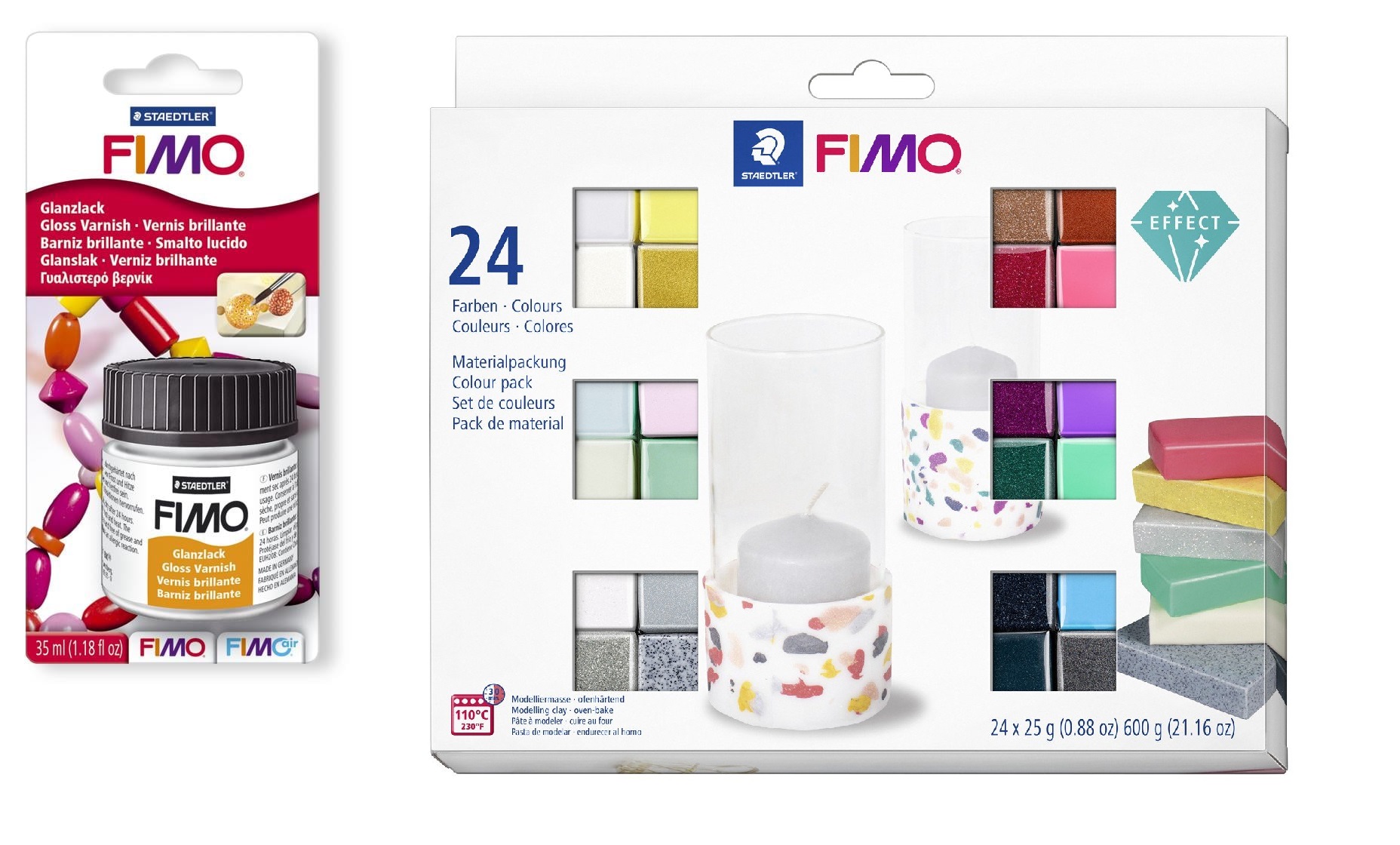 FIMO - Acces Gloss Lak 35ml & Effektsæt 24 farver