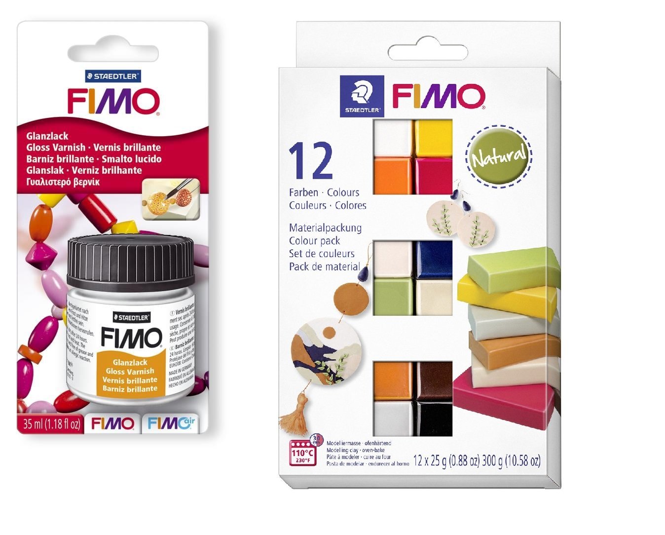 FIMO - Acces Gloss Lacquer 35ml&Soft Set 12x25g Nature - Leker
