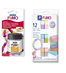 FIMO - Acces Gloss Lacquer 35ml &  Soft Set 12x25g Pastel
