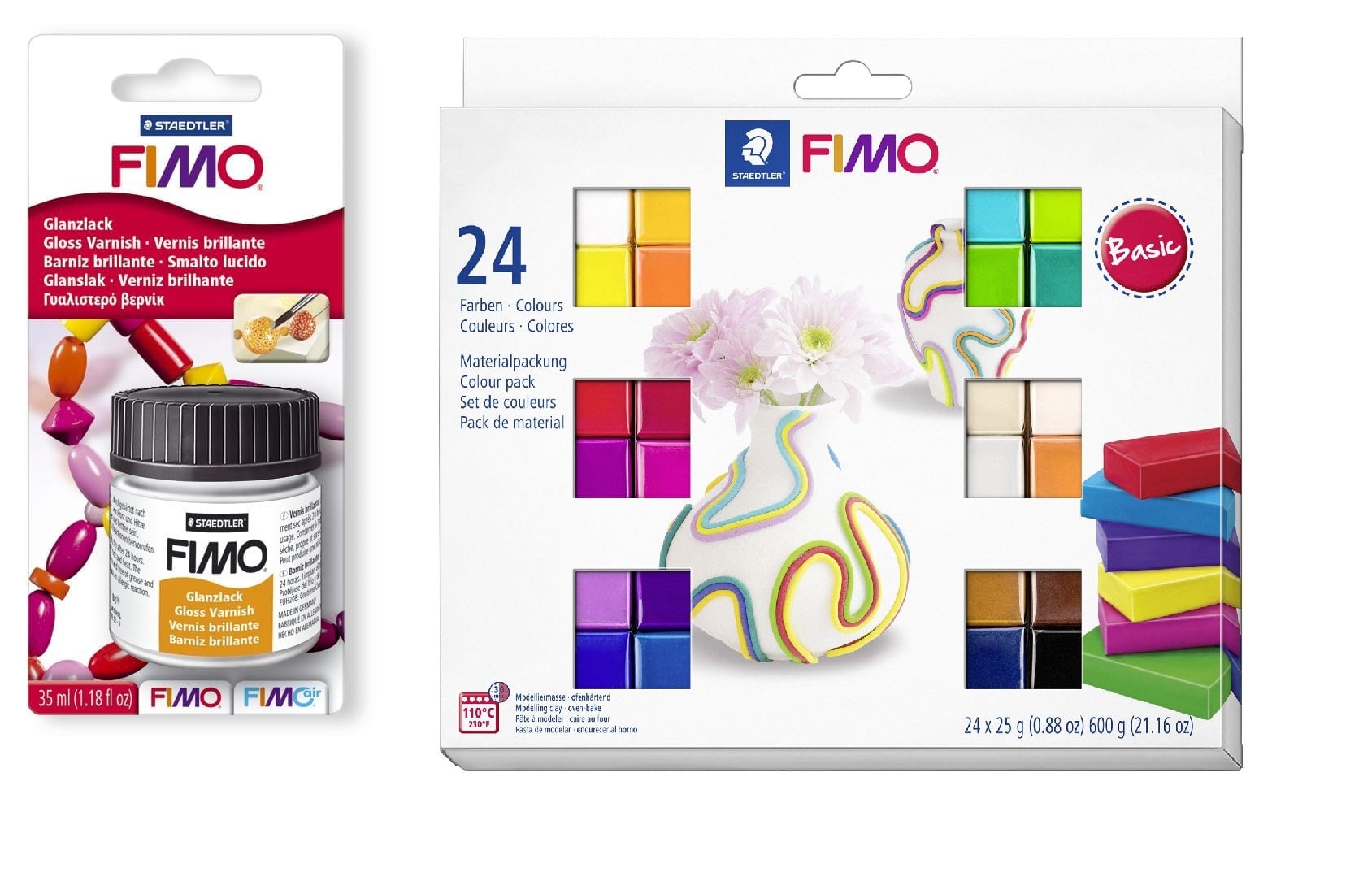 FIMO - Acces Gloss Lak 35ml & Soft Set 24x25g Basic