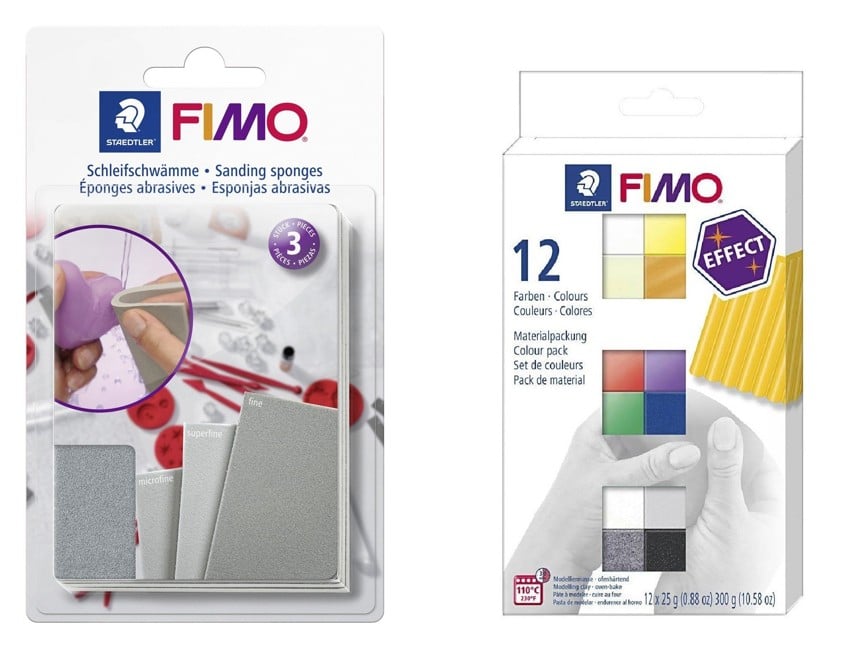 FIMO - Sanding and polishing set & Effect 12 Colours