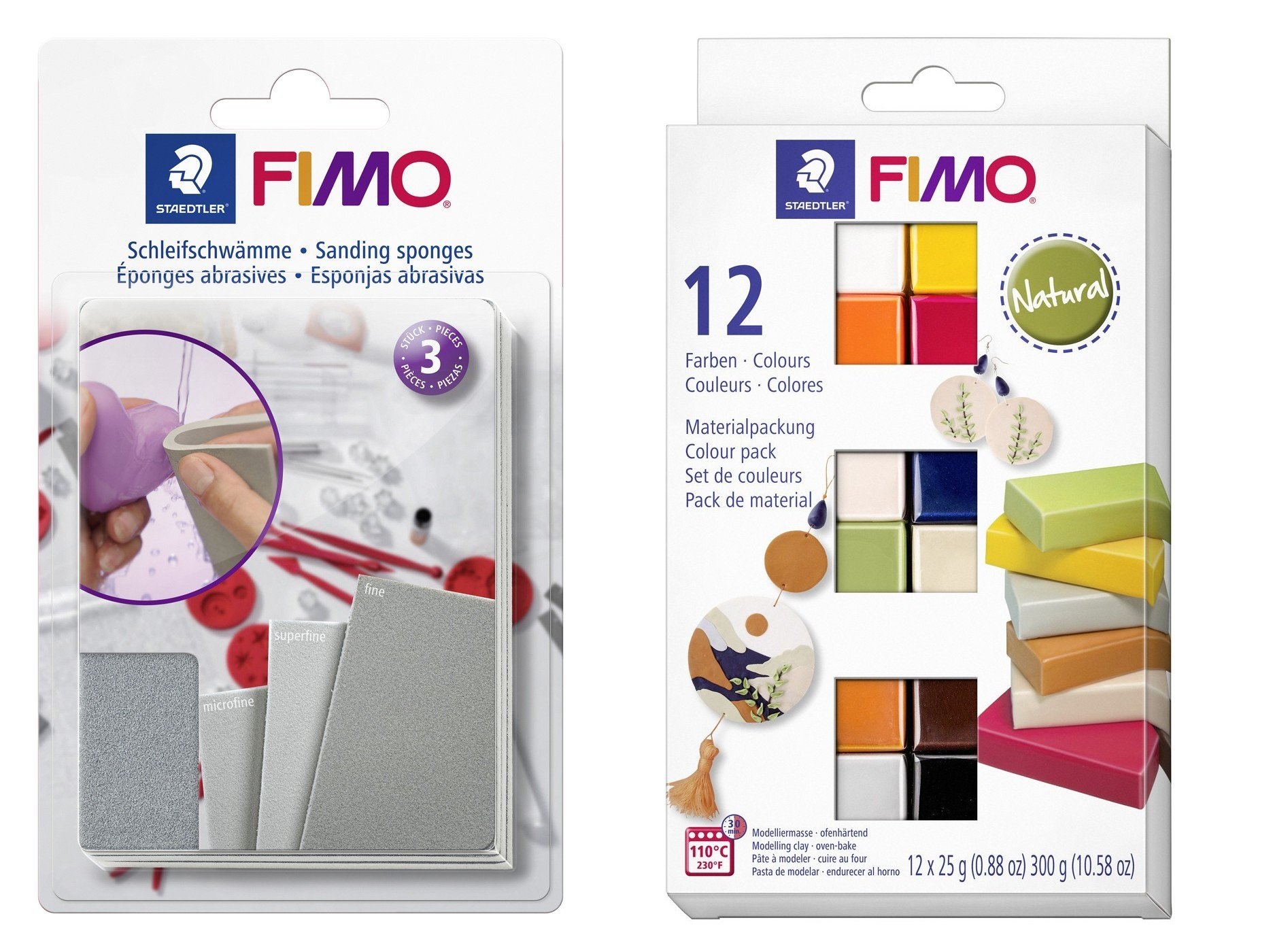 FIMO - Sanding and polishing set&Soft Set 12x25g Nature - Leker