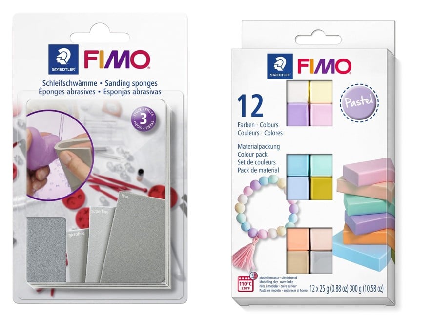 FIMO - Slibe- og poleringssæt & Soft Set 12x25g Pastel