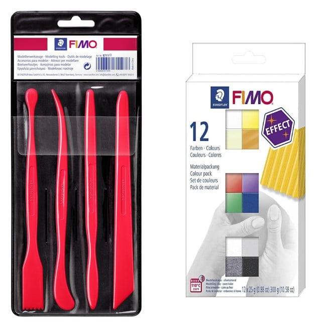 FIMO - Modeling knife set 4 pcs &   Effect 12 Colours
