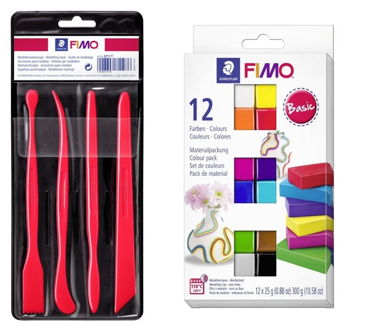FIMO - Modeling knife set 4 pcs & Soft Set 12x25g Basic