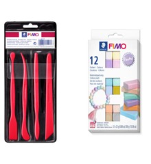 FIMO - Modeling knife set 4 pcs &  Soft Set 12x25g Pastel