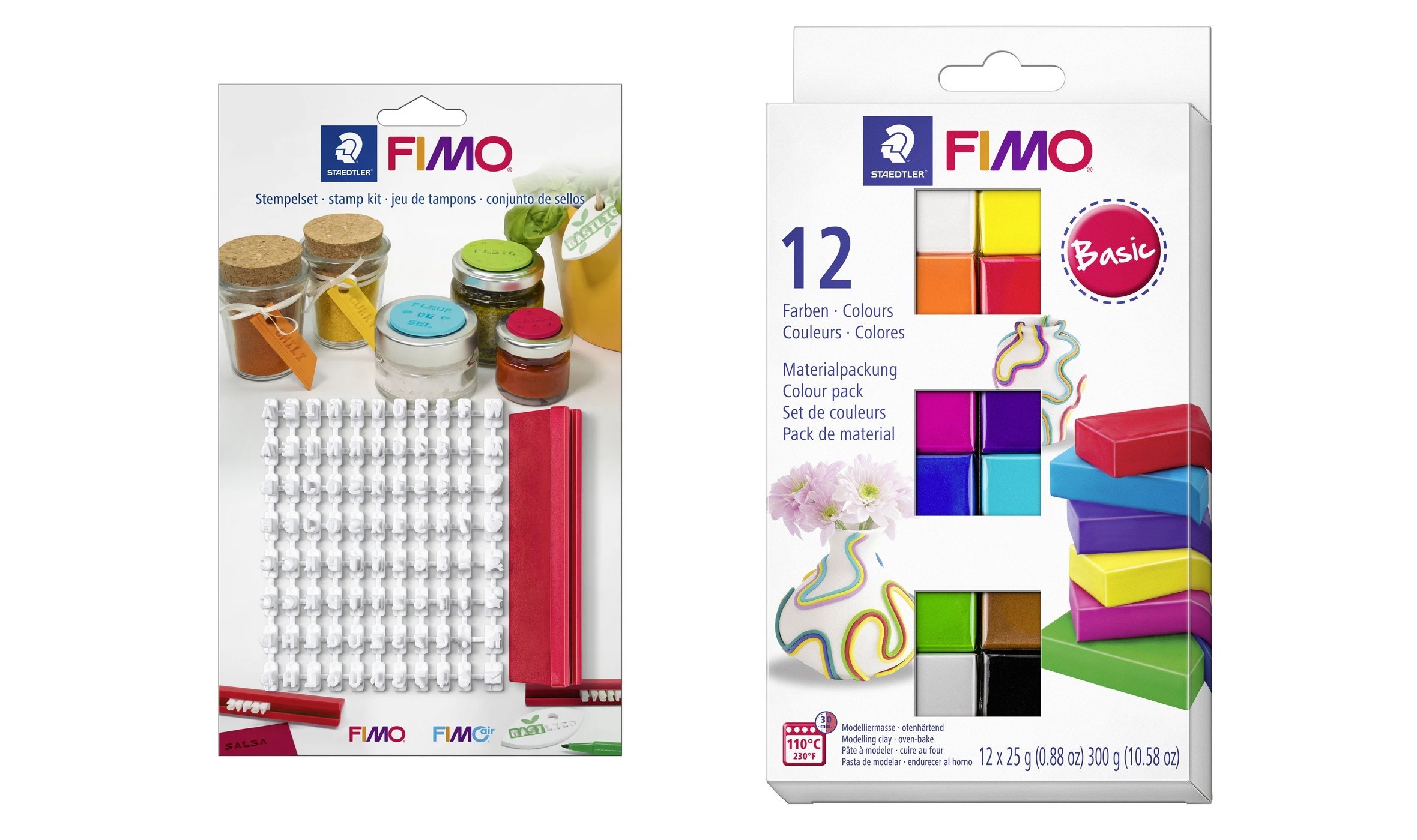 FIMO - Stempelsæt & Soft Set 12x25g Basic