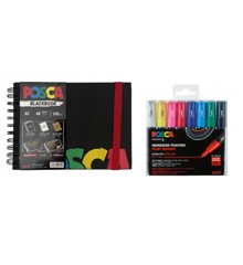 Posca - A5 BlackBook & PC1MC - Extra Fine Tip Pen 8 pc