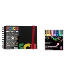 Posca - A5 BlackBook & PC5M - Medium Tip Pen - Pastel colors 8 pc