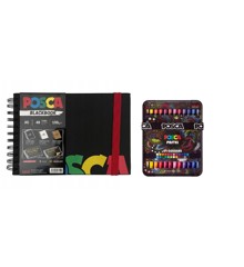 Posca - A5 BlackBook & Pastels - Lyse og intense farver (24 stk)