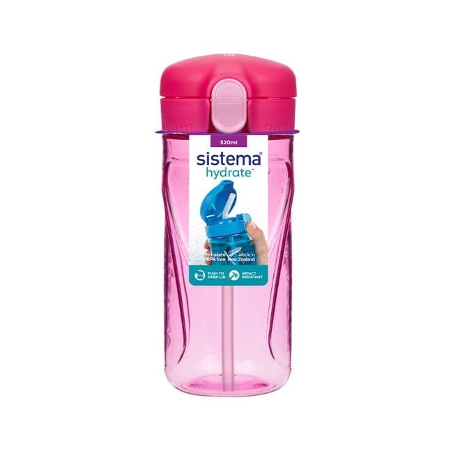 Sistema - 520ml Tritan Quick Flip Bottle - Pink