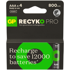 GP - ReCyko Professional NiMH AAA Rechargeable Batteries, 85AAAHCB-2WB4, 4-Pack