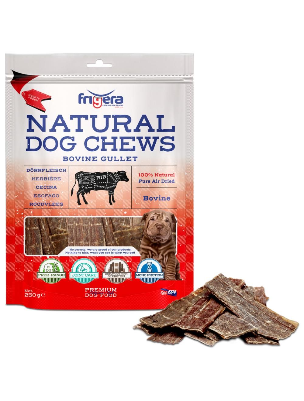 Frigera - Natural Dog Chews Bovine gullet 250 g - (402285851796) - Kjæledyr og utstyr