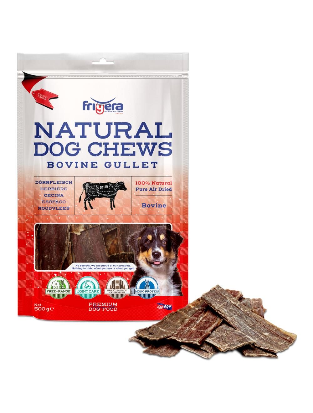 Frigera - Natural Dog Chews Bovine gullet 500 g - (402285851798) - Kjæledyr og utstyr