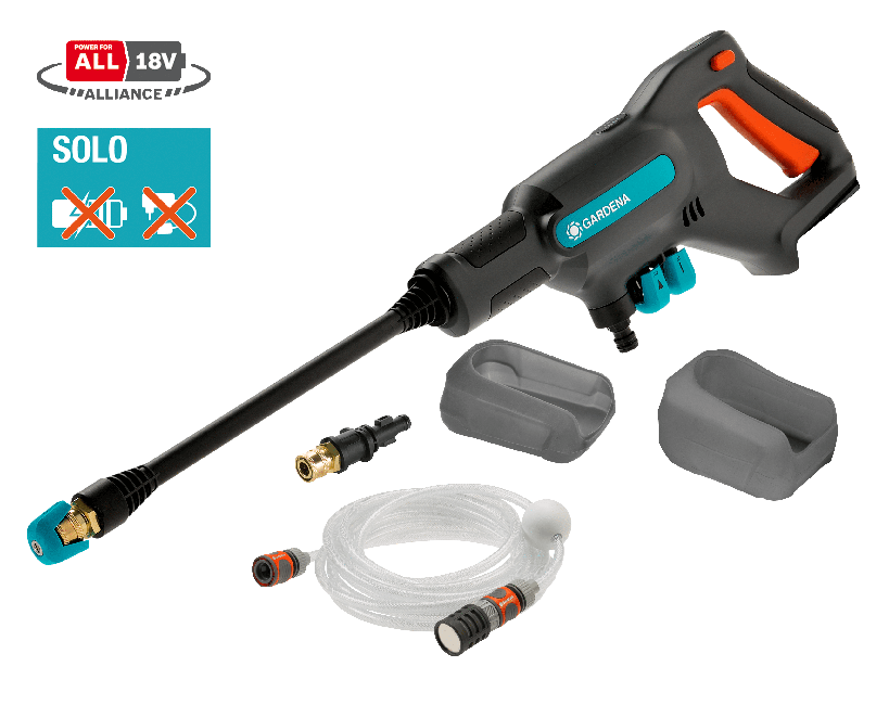 Gardena - Gardena AquaClean 24/18V P4A hogedrukreiniger Compact Batterij/Accu 250 L/u Zwart, Blauw, Oranje