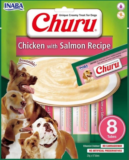 CHURU - 4 x Chicken With Salmon 8stk  til Hund 32 rør ialt