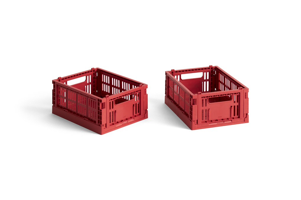 HAY - Sett med 2 Colour Crate Mini Oppbevaringskasser (Rød)