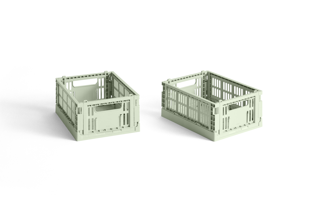 HAY - Set van 2 Colour Crate Mini Opbergkratten (Mintgroen)