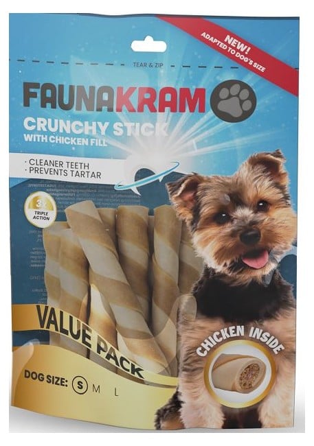 Faunakram -  Crunchy dental stick small 200gr (OBS bedst før 5/8-2024)